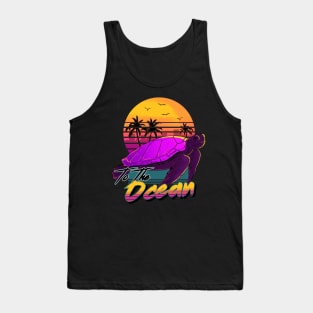 Vsco Girl Sea Turtle Synthwave Vaporwave ocean Retro Wave Tank Top